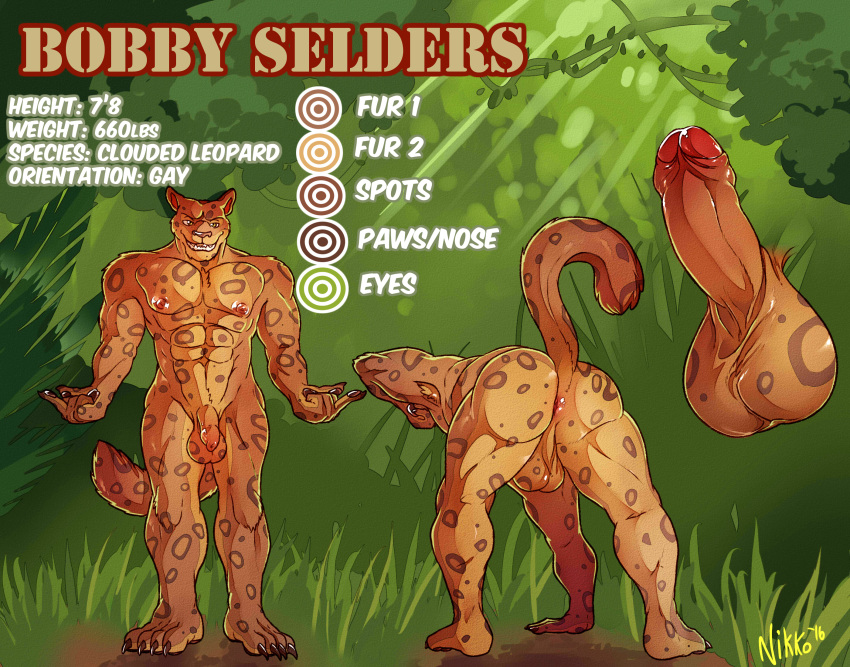 2016 4_fingers 4_toes abs anthro anus armpit_hair ass backsack balls bent_over biceps big_balls bobby_selders brown_claws brown_fur captain_nikko claws clouded_leopard erection feline flaccid foreskin fur grass green_eyes humanoid_penis inviting jungle leopard male mammal model_sheet multicolored_fur muscular naughty_face nipples nude orange_fur partially_retracted_foreskin pawpads pecs penis pepsi_(fa) perineum pink_nipples pink_nose plantigrade presenting presenting_hindquarters solo spots spotted_fur standing tan_fur toe_claws toes two_tone_fur uncut