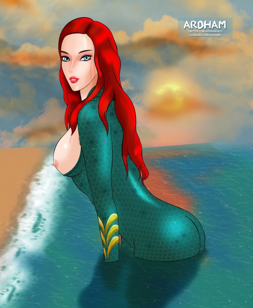 amber_heard aquaman aquaman_(series) aquaman_2018 ardham ass big_ass big_breasts big_butt breasts dc dc_comics dc_extended_universe dcau dceu large_ass mera nipples red_hair skin_tight water