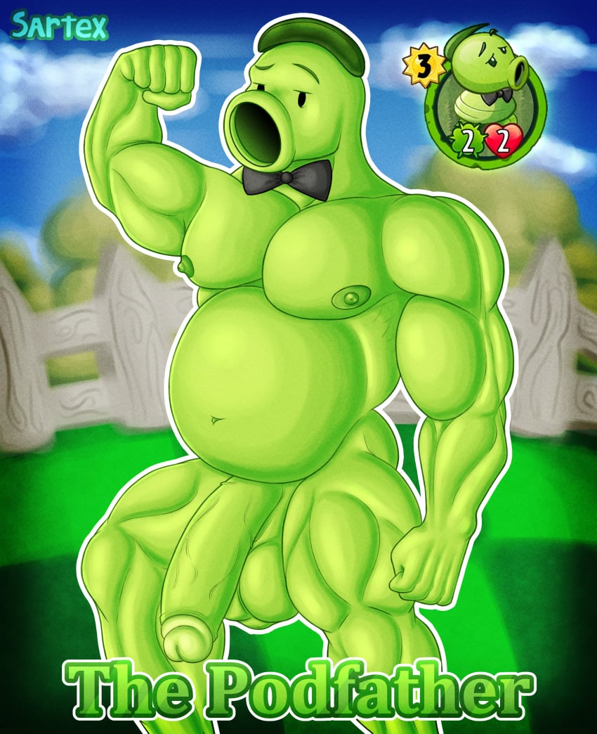 2025 absurd_res anthro balls belly big_balls big_belly big_pecs big_penis black_eyes bow_tie cloud digital_drawing_(artwork) digital_media_(artwork) electronic_arts elemental_creature elemental_humanoid fence flexing flora_fauna genitals glans grass hi_res huge_balls huge_cock huge_pecs humanoid looking_at_viewer male musclegut muscular muscular_arms muscular_legs navel nipples nude nude_anthro nude_male outside pecs penis plant plant_humanoid plants_vs._zombies plants_vs._zombies_heroes plants_vs_zombies popcap_games reference_image sartex shrub signature simple_background sky solo text the_podfather the_podfather_(pvz) thick_thighs