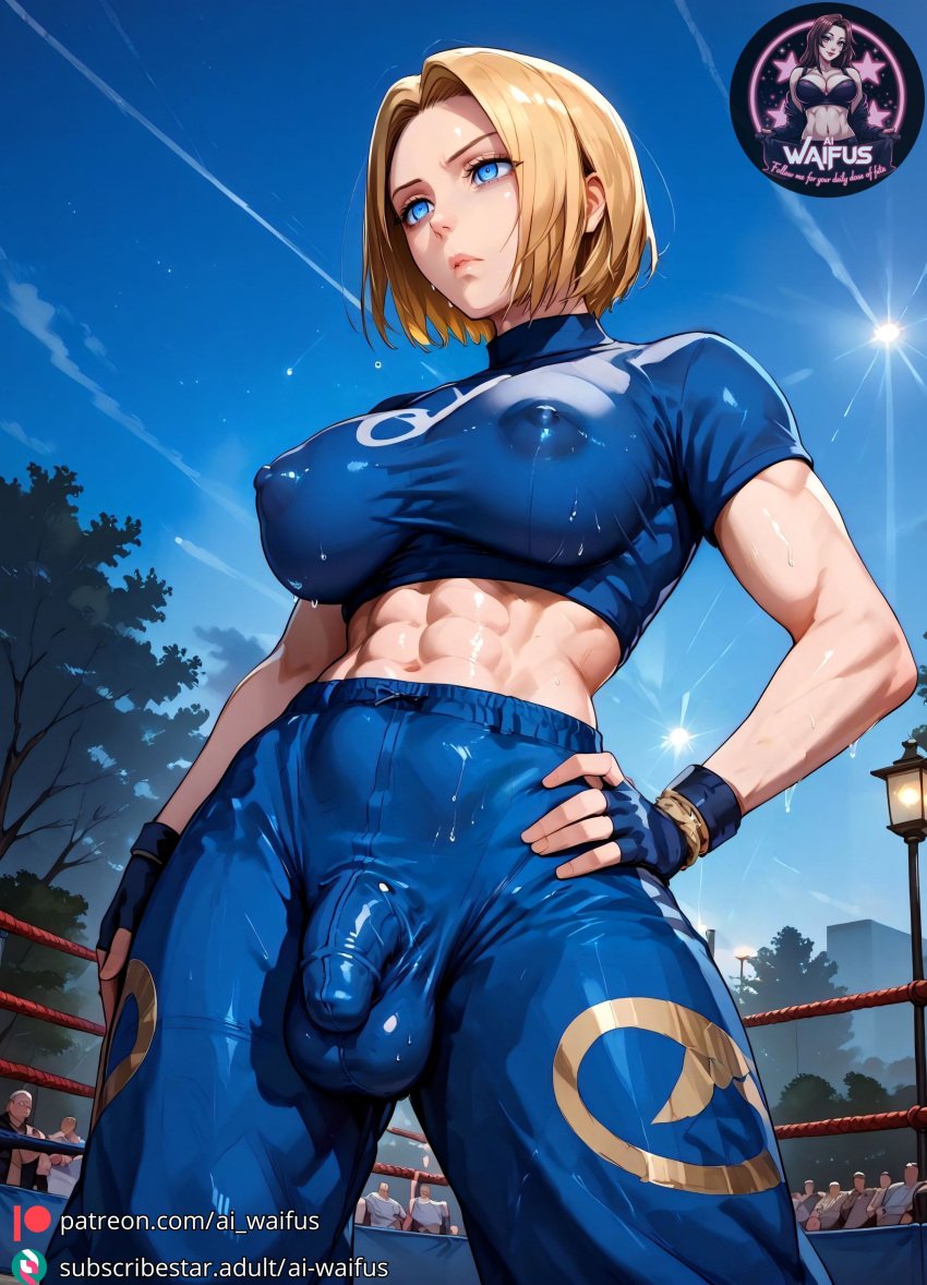 1futa ai_generated ai_waifus_ areolae balls blonde_hair blue_eyes blue_mary breasts clothed clothing cock dickgirl erect erect_nipple erect_nipples erect_penis erection futa_only futanari human intersex king_of_fighters light-skinned_futanari light_skin nipples penis scrotum short_hair solo solo_futa testicles uncensored