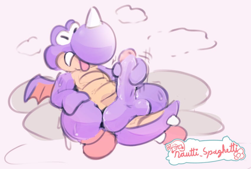 balls dinosaur erection gay mario_(series) masturbation motion_lines nautti_spaghetti non-human non-human_only penis purple_skin rex_(mario) snout super_mario_bros. super_mario_world toony white_background