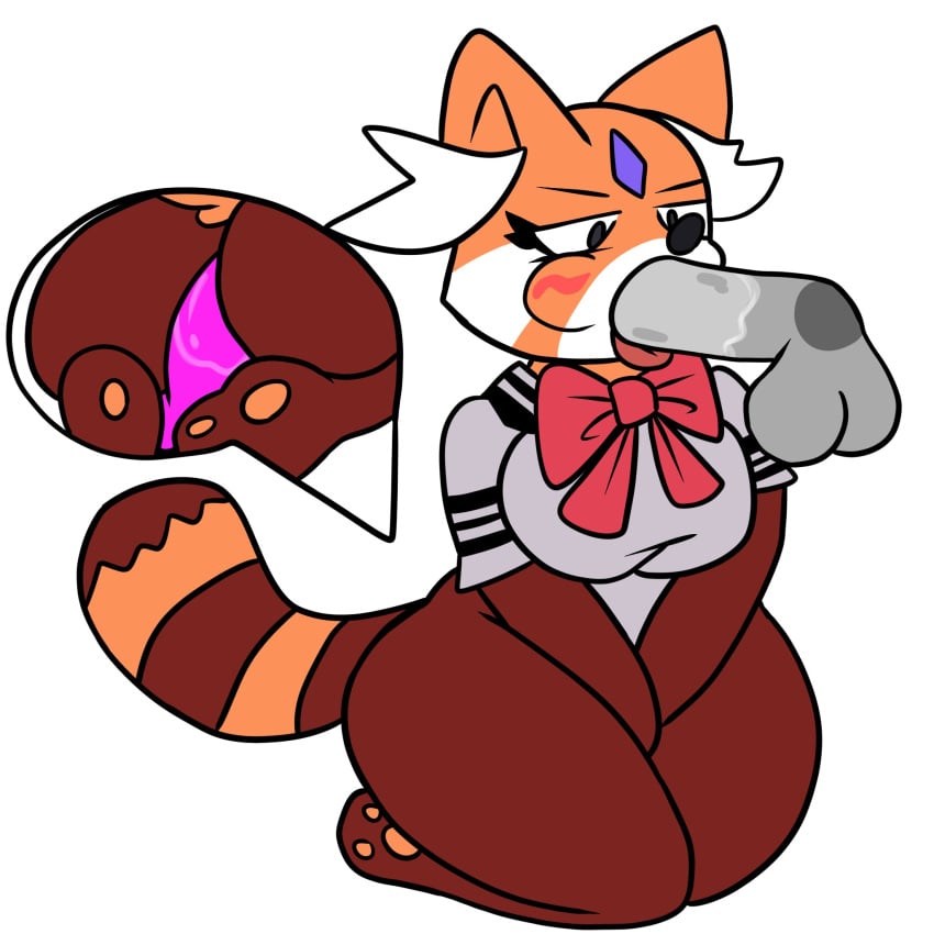 anthro blowjob blush blush diamond_(shape) dildo disembodied_penis eyelashes fellatio female furry lewdewott magical_girl_friendship_squad nut_(magical_girl_friendship_squad) orange_fur penetration red_panda ribbon school_uniform sitting sitting_on_dildo striped_tail sucking_penis tail tail_markings tongue white_markings