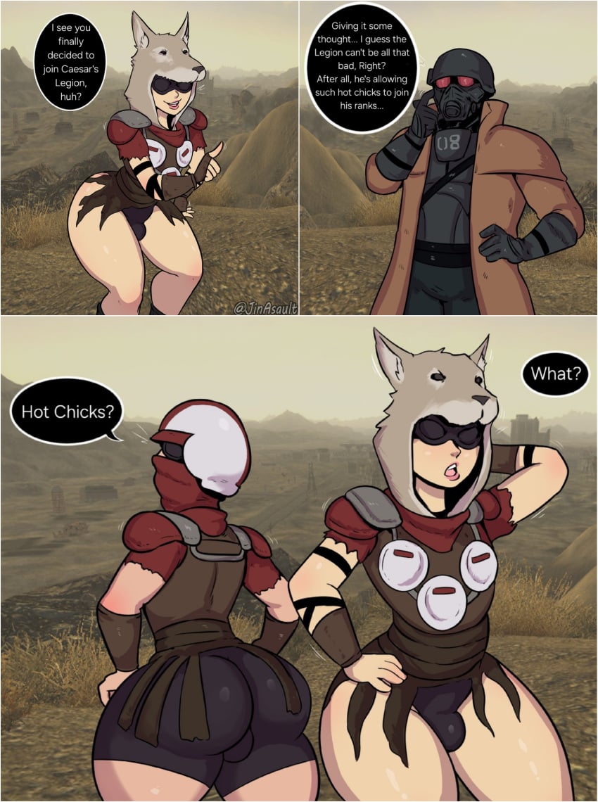 ass big_ass bulge bulge_through_clothing caesar's_legion caesars_legion courier_six fallout fallout_(series) fallout_new_vegas fat_ass femboy feminine_male fox_ears jinasault male_only mask masked nice_ass phat_ass plump plump_ass skirt thick_thighs thighs tight_clothes tight_clothing twink vulpes_inculta