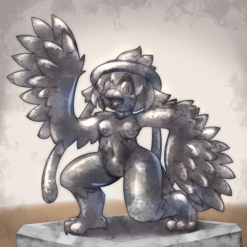 bird bird_girl female petrification petrified statue stone stone_body
