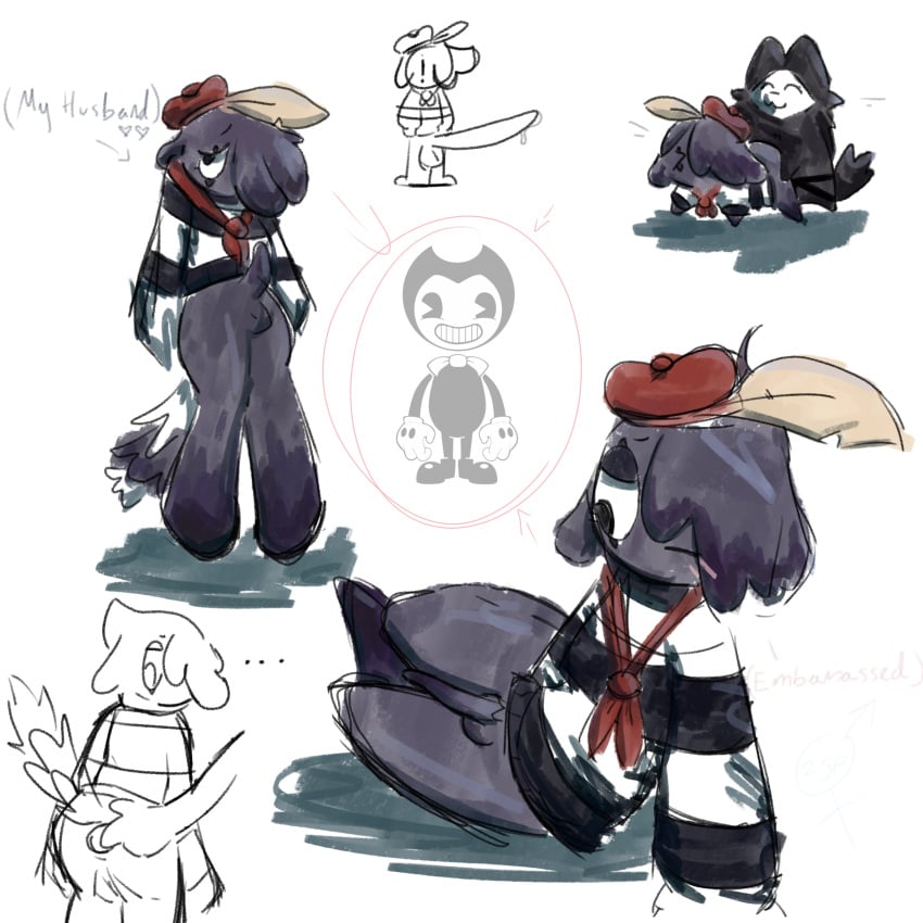 2spiritpuro_(artist) beret blot_(dandy's_world) dandy's_world embarrassed emo_bastard furry grabbing_ass ink mime pegging roblox self_upload striped_clothing too_lazy_to_tag