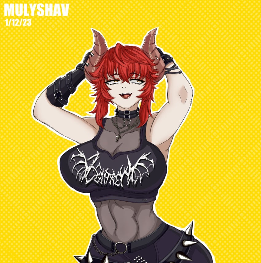big_ass big_breasts big_butt big_thighs big_titties clothing curvaceous curvaceous_female curvaceous_figure curvy curvy_figure curvy_hips female female_focus female_only mulyshav original original_character red_hair short_hair vtuber zentreya