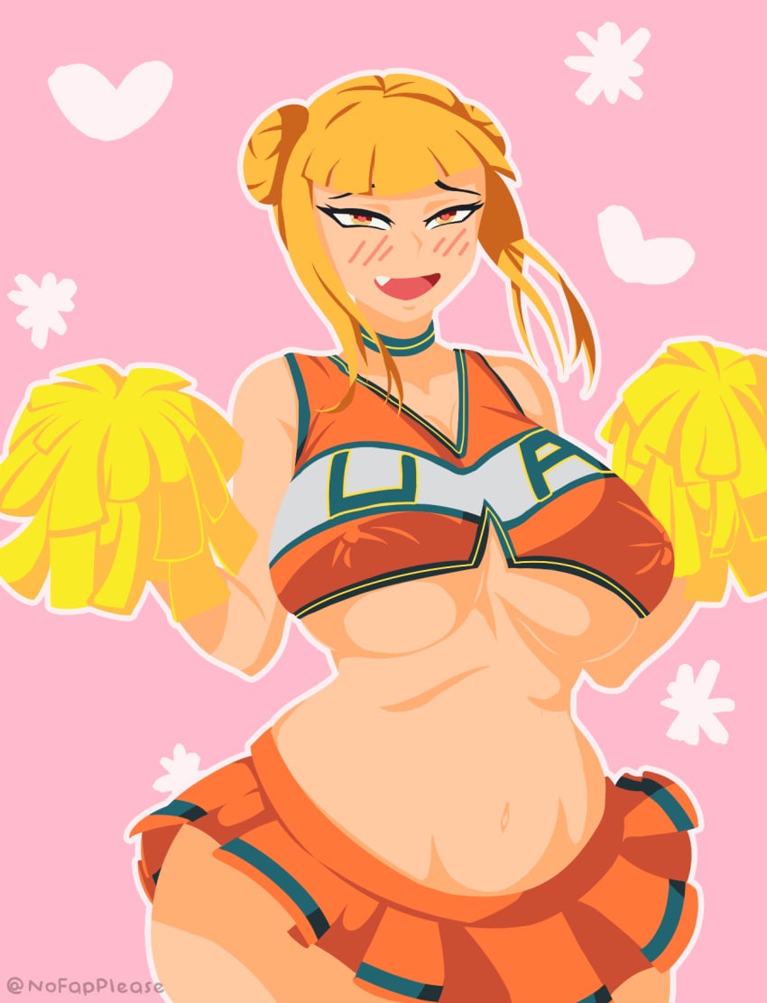 1girls barely_clothed big_ass big_breasts big_butt blonde_female blonde_hair blush blush_lines blushing_at_viewer boku_no_hero_academia breasts_bigger_than_head cheerleader cheerleader_outfit cheerleader_uniform covered_breasts curvy curvy_figure female female_focus female_only front_view happy heart heart-shaped_pupils heart_eyes himiko_toga huge_breasts looking_at_viewer my_hero_academia nofapplease open_mouth short_skirt skirt solo solo_female solo_focus textless textless_version thick_thighs tight_clothes tight_clothing toga_himiko uniform wide_hips yellow_hair