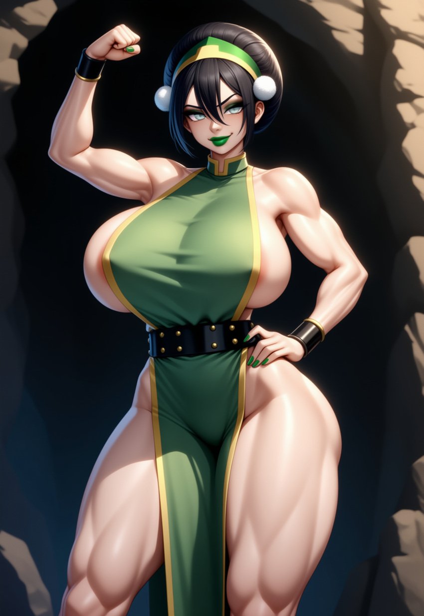 1girls adapted_costume aged_up ai_generated alternate_breast_size areola areolae avatar_the_last_airbender barely_clothed big_breasts bimbo bimbo_body bimbofication bimbofied breasts cave confident eyeshadow female fist hand_on_hip huge_ass huge_breasts lipstick makeup muscular muscular_bimbo muscular_female novelai pelvic_curtain raised_fist rock shadow sideboob sideless_outfit smirk smirking smirking_at_viewer smug smug_smile solo solo_female stone taut_clothes tgm101_(artist) thick_lips thick_thighs thin_waist toph_bei_fong wide_hips wrist_cuffs wristband