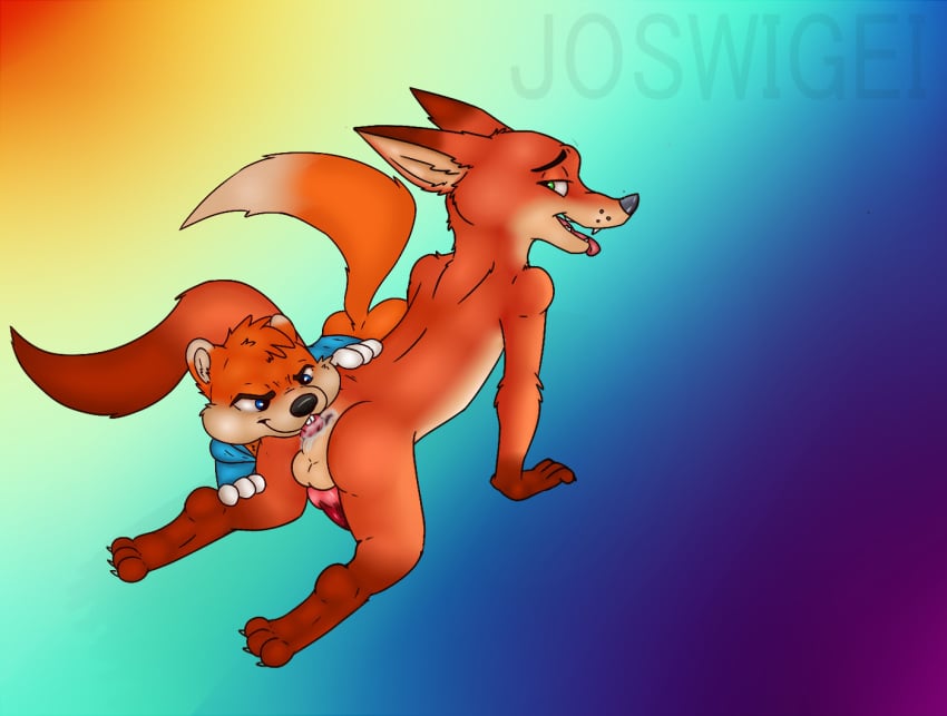 anal animal_genitalia anus balls canine clothing conker conker's_bad_fur_day crossover disney duo feet fox gay joswigei male male_only mammal messy nick_wilde oral paws penis rimming rodent sex size_difference squirrel video_games yaoi zootopia