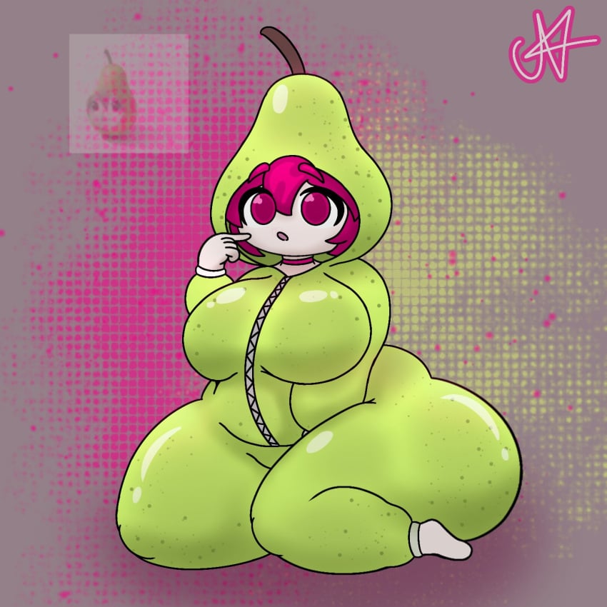1girls 2d 2d_(artwork) ass ass_visible_from_the_front belly big_ass big_breasts breasts choker costume curvaceous curvy curvy_female curvy_figure fat_ass female female_only funny hourglass_figure huge_ass huge_breasts huge_thighs kasane_teto large_ass large_breasts massive_ass meme nitnat open_mouth pear pearto red_eyes red_hair reference_image simple_background sitting solo solo_female thick_thighs thighs utau voluptuous voluptuous_female wide_hips