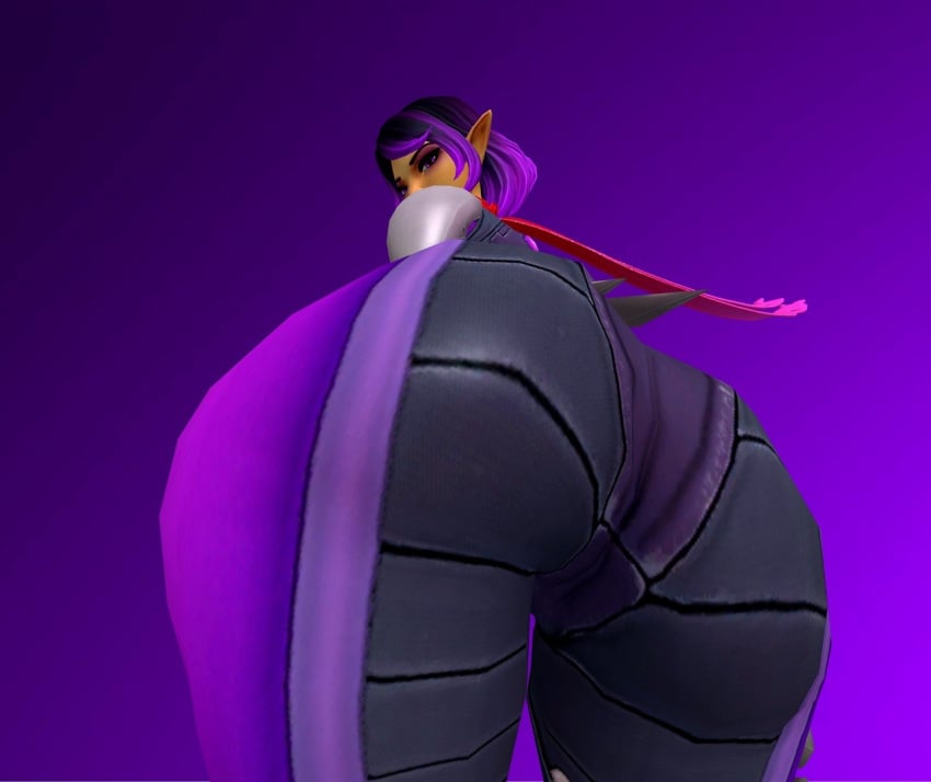 3d ass central-tides elf female high_heels huge_ass looking_back paladins pov_ass purple_hair scarf skintight skye_(paladins) xnalara xps