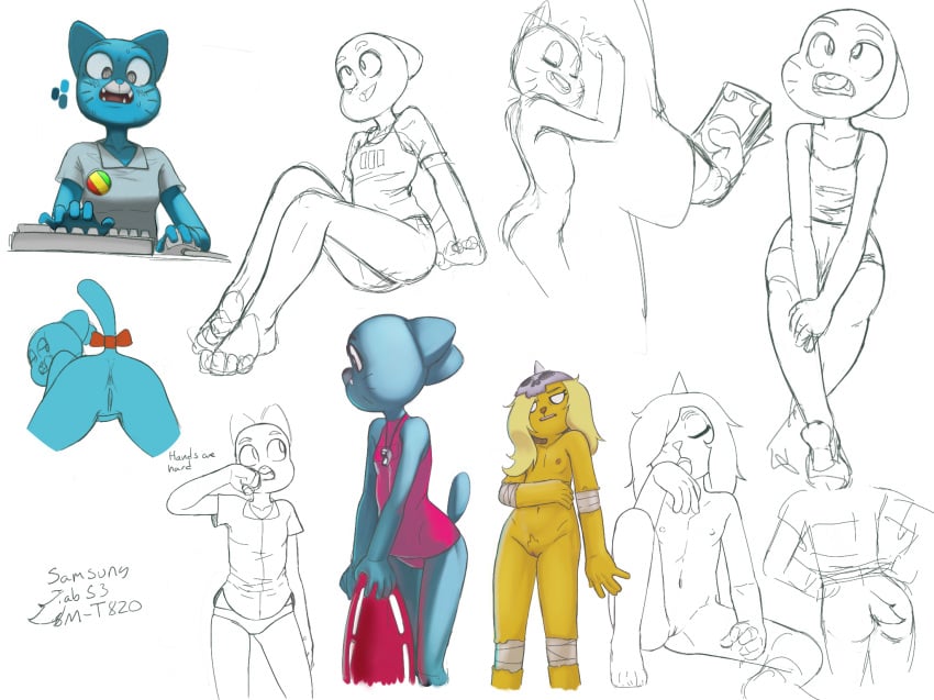 2017 5_fingers adventure_time alternate_costume anthro anus armor bandage blue_fur bronwyn canine cartoon_network closed_eyes clothing color_palette computer d-rock digital_media_(artwork) drockdraw duo english_text eyelashes fangs feline female fur helmet hi_res lifeguard mammal mature_female money nicole_watterson nude one-piece_swimsuit open_mouth panties presenting presenting_pussy prostitution pubes pussy raised_tail ribbons sketch sketch_page solo swimsuit tail_bow tail_ribbon text the_amazing_world_of_gumball underwear whiskers yellow_fur young