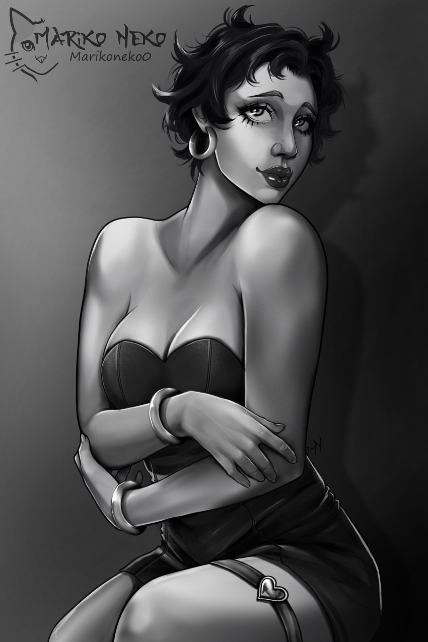 betty_boop black_and_white female female_only marikoneko marikoneko0