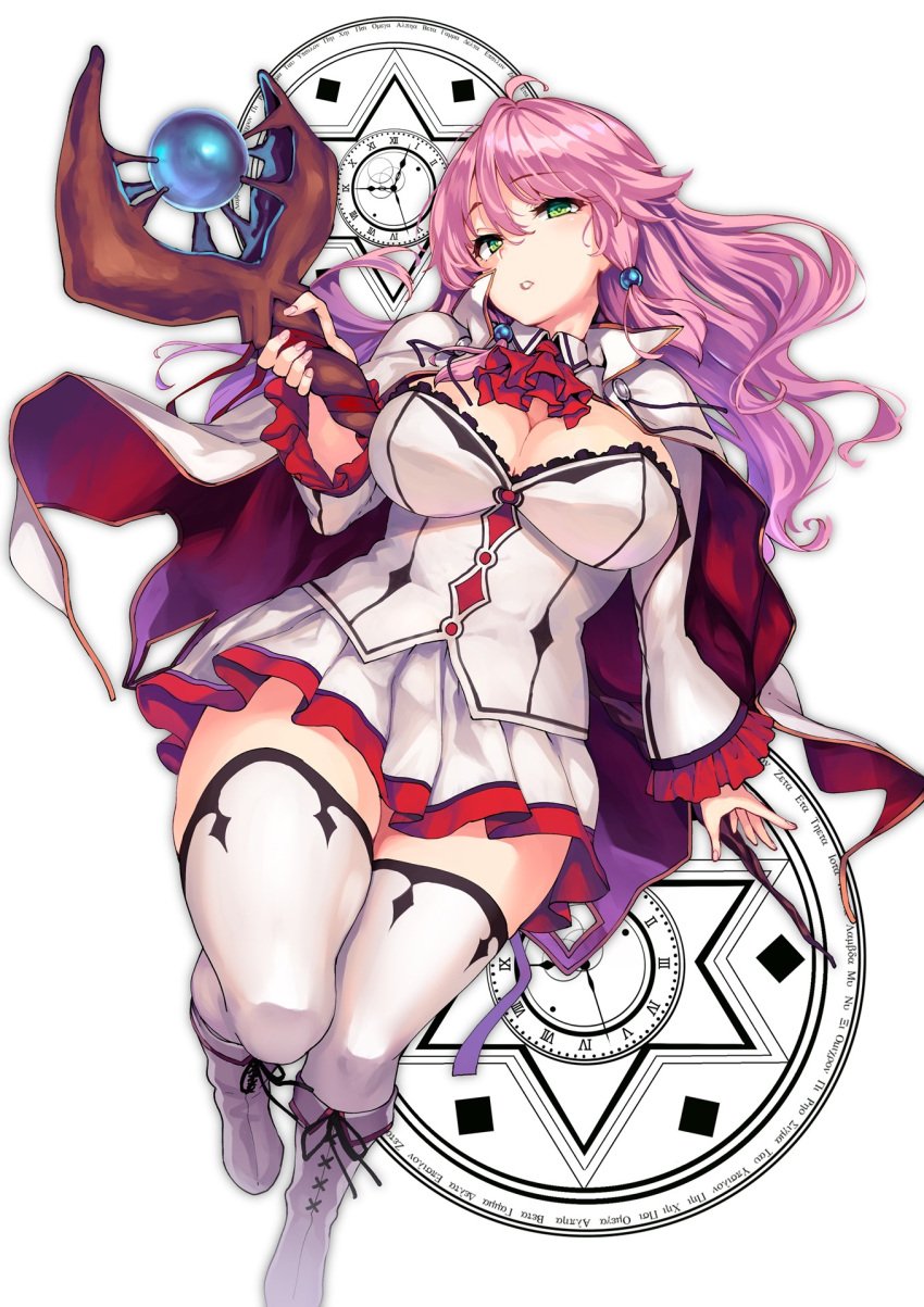 big_breasts big_thighs flare_arlgrande_jioral green_eyes official_art pink_hair redo_of_healer shiokonbu