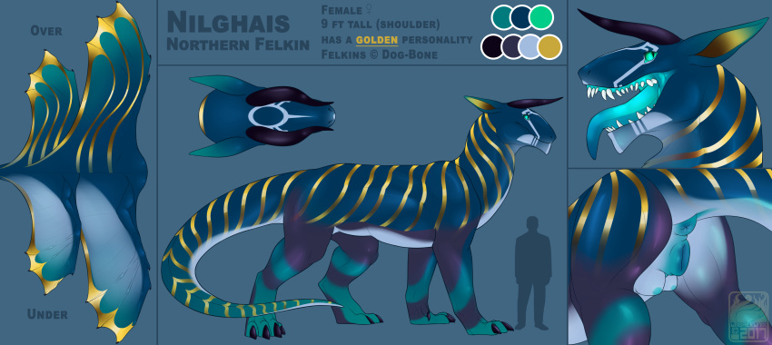 2017 absurd_res animal_genitalia anus ass breasts claws crotchboobs digital_media_(artwork) dragon felkin female feral glowing hi_res horn model_sheet nilghais nipples open_mouth pussy simple_background solo stripes teeth tongue umbreeunix wings