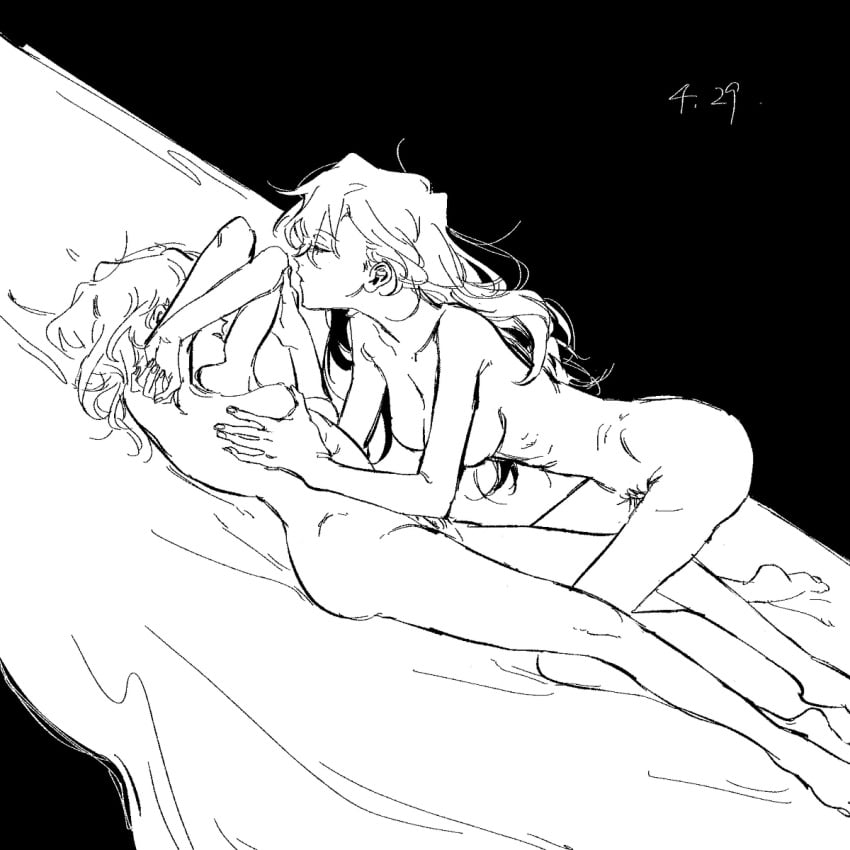 2girl 2girls 2women bedding bedding_background bedsheet bedsheets black_and_white black_background breast_grab breasts breasts_out bungo_stray_dogs bungou_stray_dogs chuuya_nakahara couple couple_(romantic) couple_focus couple_love couple_sex covering_face dazai_osamu duo duo_female duo_focus eyes_closed female female_focus female_only females females_focus females_only gender_bend gender_bender genderbend genderbender genderbent genderswap genderswap_(mtf) line_art long_hair long_hair_female long_haired_female nakahara_chuuya naked naked_female naked_females naked_woman naked_women no_color no_penetration nude nude_female nude_female_nude_female nude_girl nude_woman osamu_dazai pubic_hair pubic_hair_peek rule63 rule_63 sketch skinny skinny_female skinny_girl thin thin_arms thin_female thin_waist women_only