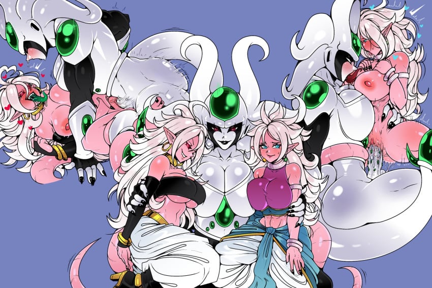 1futa 2025 2girls ahe_gao android_21 android_21_(evil) areolae big_breasts black_fingernails black_sclera blue_background blue_eyes blush breast_sucking breasts commission dragon_ball dragon_ball_fighterz earrings fan_character female frieza_race frost_demon futa_on_female futanari green_tongue hi_res kiwiartsu long_tongue looking_at_viewer majin majin_android_21 missionary_position nipples open_mouth penetration penis pink_body pleasure_face pointy_ears purple_eyes pussy red_eyes sharp_fingernails simple_background sitting_on_lap smiling smiling_at_viewer tail tongue_out vaginal_penetration white_body