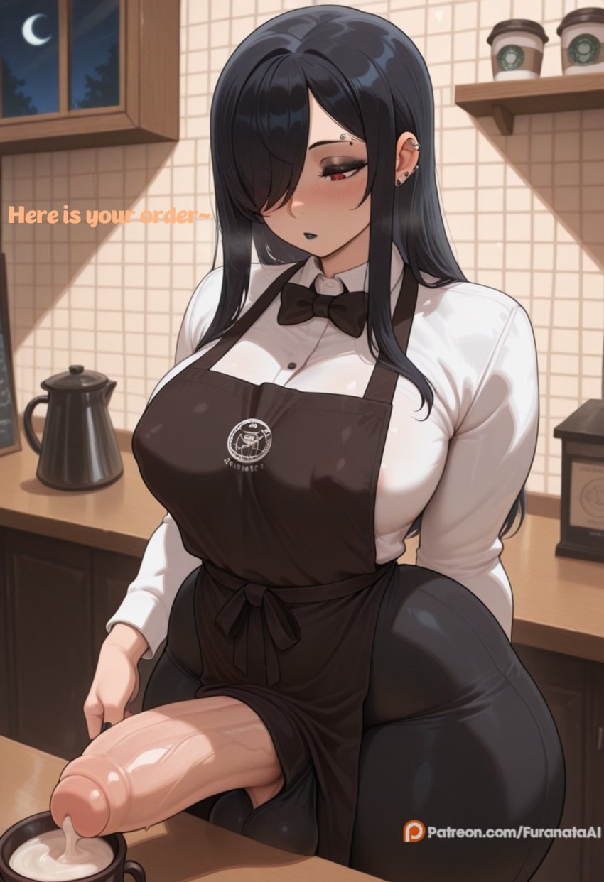 1futa 2025 ai_generated balls caption coffee coffee_mug cum cum_in_container cum_in_cup cumshot female femdom furanataai futa_focus futa_only futadom futanari goth goth_futa goth_girl gothic looking_at_viewer moaning penis talking_to_viewer thick thick_ass thick_legs thick_penis thick_thighs waitress waitress_uniform