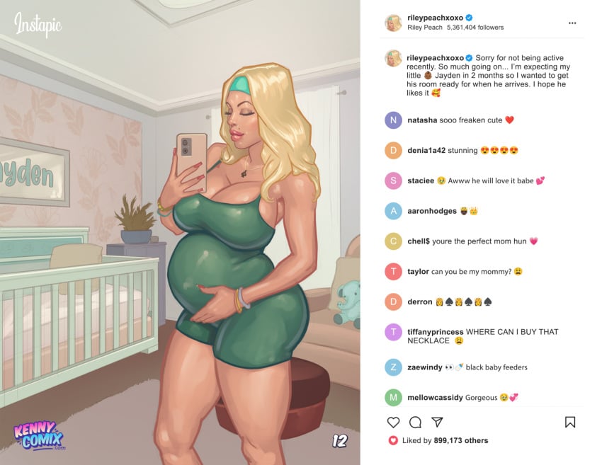 2d bimbo blacked blonde_hair busty comic female female_focus green_eyes hourglass_figure interracial kennycomix light-skinned_female light_skin long_hair milf png pregnant pregnant_female riayh riley_peach tagme thirst_trap_(comic) wide_hips yair