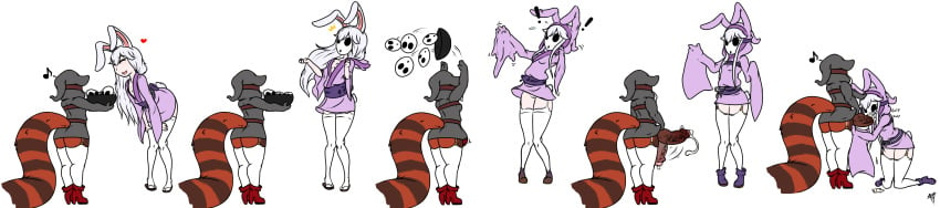 1futa 1girls 2017 absurd_res alana animal_ears animal_humanoid anthro clothed clothing cum cum_in_mouth cum_inside erection female footwear full_body futanari hair hi_res high_heels humanoid lagomorph legwear mammal mario_(series) masamaki mask penis rabbit_humanoid red_panda shoes shy_gal shygalization simple_background standing stockings tail transformation vein veiny_penis white_background white_hair