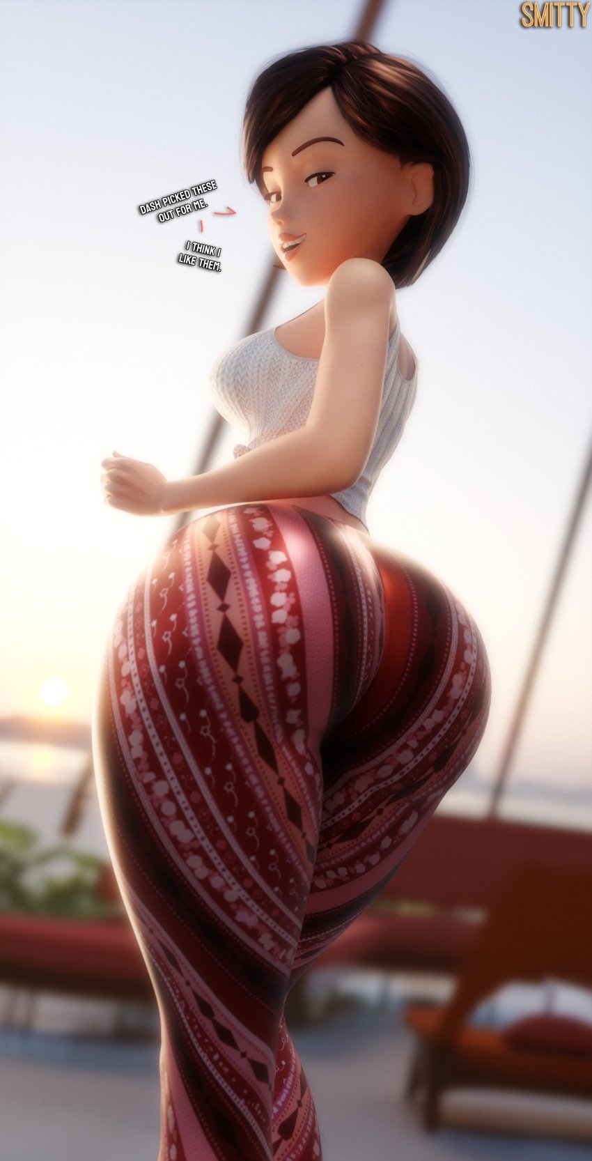 3d ass_focus big_ass big_breasts blender brown_hair brown_hair clothed disney elastigirl fully_clothed helen_parr large_ass large_breasts pixar smitty34 the_incredibles thick_thighs wide_hips