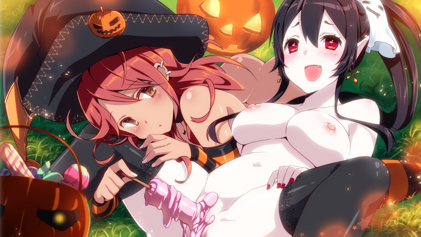 ass bottomless breasts game_cg garter halloween heels inma miyu_de_lioncourt naked nipples no_bra sabrina_device sakura_halloween stockings tagme thighhighs uncensored undressing winged_cloud yuri