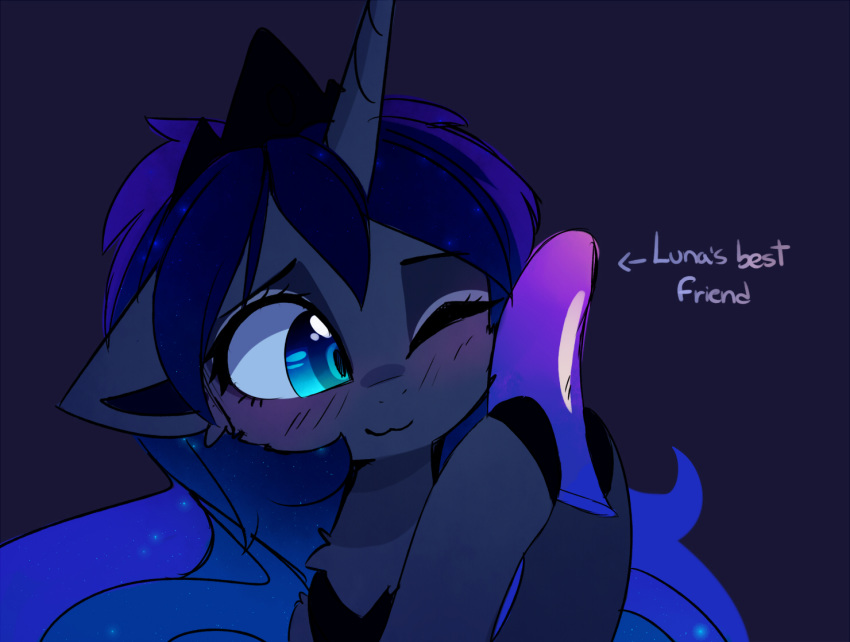 2017 blue_eyes blue_fur cosmic_hair digital_media_(artwork) dildo equine friendship_is_magic fur hooves horn magnaluna mammal my_little_pony princess_luna_(mlp) sex_toy simple_background smile unicorn