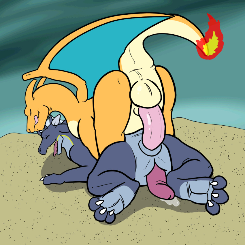 2017 3_toes anal anal_sex animal_genitalia animated anthro anthro_on_anthro anus balls blue_scales charizard claws closed_eyes countershade_tail countershading cum dragon duo erection fin fire flaming_tail from_behind_position genital_slit grey_horn head_fin horn licking licking_lips long_neck long_tail loop lying male male_penetrating membranous_wings mounting multicolored_scales multicolored_tail nerian nintendo on_front open_mouth orange_horn orange_scales orange_tail penetration penis penis_backwards pink_penis pink_tongue pokémon_(species) pokemon pokemon_(species) precum rear_view scales scalie sex slit tan_balls tan_scales tan_tail teeth thick_tail toe_claws toe_curl toes tongue tongue_out two_tone_scales two_tone_tail video_games western_dragon white_claws wings yaoi