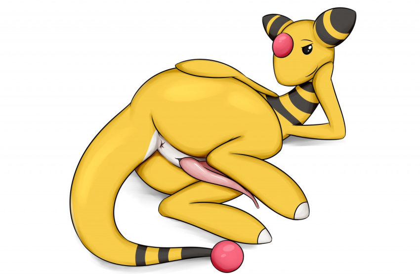 ampharos animal_genitalia animal_penis anus ass feral lying male monohors3 nintendo nude penis pokémon_(species) pokemon pokemon_(species) presenting presenting_hindquarters simple_background solo tapering_penis video_games white_background