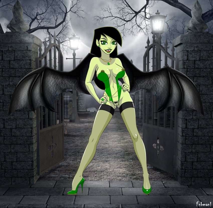 1girls alternate_version_available artist_name ass_visible_through_thighs bare_shoulders batwings big_breasts black_hair breasts busty cleavage cosplay curvy detailed_background disney disney_channel ear_piercing earrings erect_nipples eyeliner eyeshadow female female_only fnbman footwear front_view green_eyes green_lipstick green_nipples half-dressed half_dressed hand_on_hip hands_on_hip hands_on_hips high_heels hourglass_figure human innie_pussy kim_possible legwear leotard lipstick long_hair looking_at_viewer makeup medium_breasts miss_go moon nail_polish naked naked_footwear naked_heels naked_stockings naked_thighhighs necklace night nipple_slip nipples nude open_mouth outside partially_nude piercing pose pussy ring see-through shadow shaved_pussy shego shiny shiny_skin solo standing stockings tattoo text thighhighs vampire voluptuous wide_hips wide_stance wings