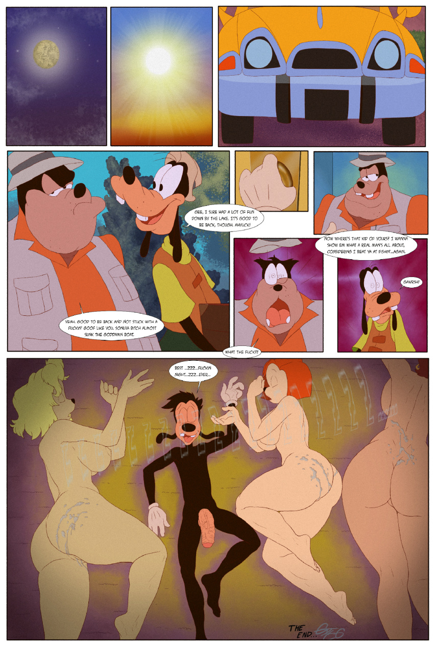 anthro ass breasts canine car clothing comic cum cum_in_pussy cum_inside cum_on_ass cum_on_back debbie_(goof_troop) disney english_text female goof_troop goofy grigori_(artist) group hair huge_cock male mammal mature max_goof mother ms._pennypacker nude parent peg_pete penis peter_pete_sr. pussy teeth text tongue vehicle