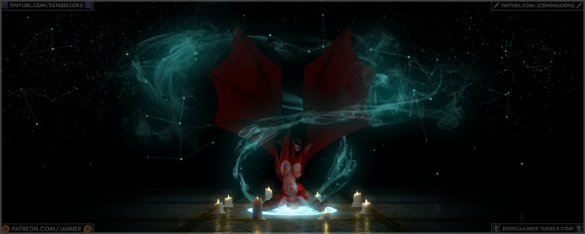 1futa 3d balls breasts burning_candles candles demon dickgirl digital_media_(artwork) ezria futa_only futanari hands_behind_head intersex jessica_anner magic_user nude original penis solo succubus white_candles wings