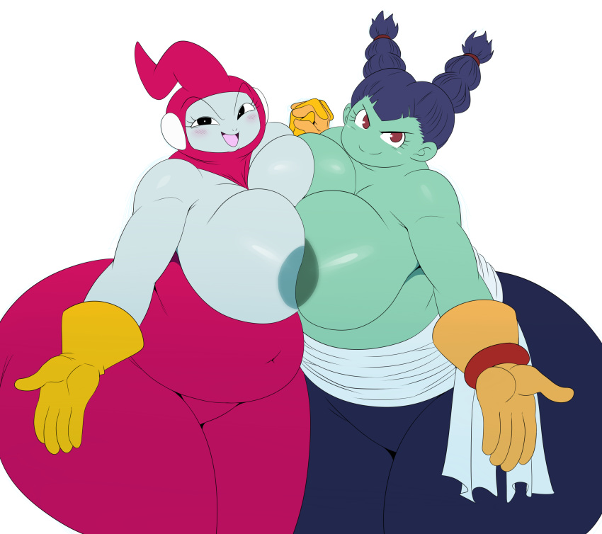 2girls bbw belly bottom_heavy braided_hair cameltoe chubby chubby_female cleavage curvy dragon_ball dragon_ball_super duo duo_focus erect_nipples female female_focus female_only gigantic_breasts hips huge_areolae huge_ass monna plump puffy_nipples ribrianne sssonic2 thick_thighs thighs topless topless_female tummy twin_braids voluptuous wide_hips wide_thighs yuri