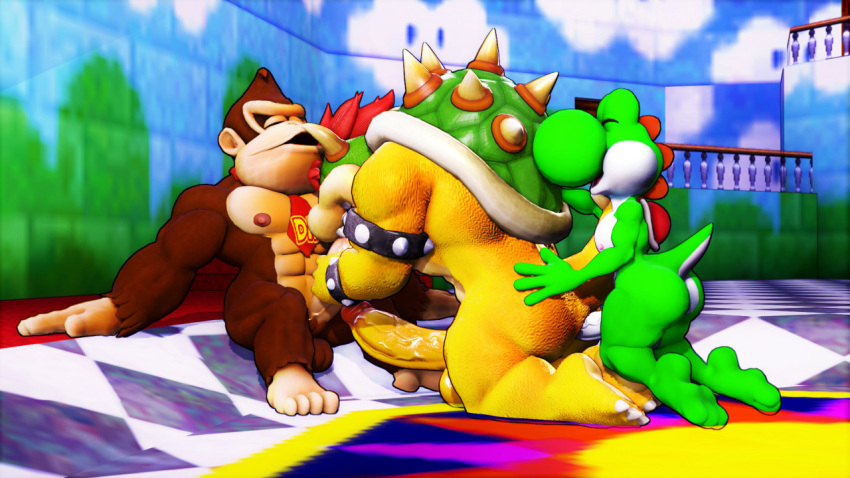 3d_(artwork) anal anal_sex anal_sex anthro anthro_on_anthro anthro_penetrated anthro_penetrating anthro_penetrating_anthro anthrofied balls ballsack bara blow bottomless bottomless_male bowser closed_eyes completely_nude completely_nude_male donkey_kong donkey_kong_(series) dr.ivopingasnik erect_nipples erect_penis erection gay gay_sex looking_pleasured male male/male male_only male_penetrated male_penetrating male_penetrating_male mario_(series) muscular muscular_anthro muscular_male nipples nude nude_male open_mouth oral oral_penetration oral_sex pecs pectorals penetration penis penis_out sfm source_filmmaker spitroast super_mario_bros. veiny veiny_penis yaoi yoshi