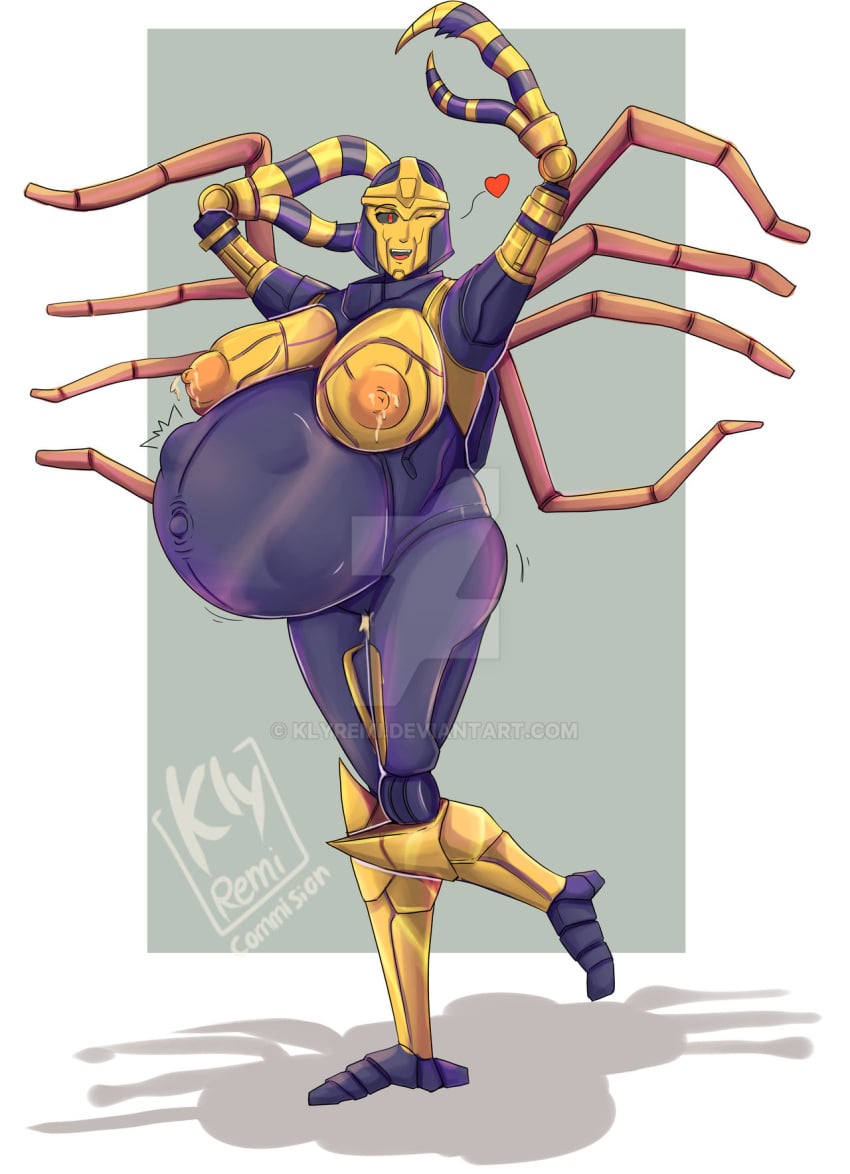 1girls beast_wars belly big_belly big_breasts blackarachnia breasts female female_only fetal_movement huge_breasts klyremi lactation large_breasts nipples pregnant robot robot_girl solo transformers transformers:_beast_wars