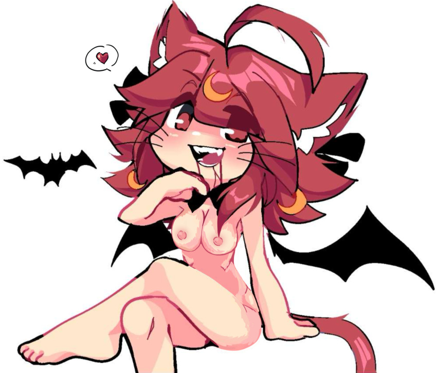 1girls bat_wings bats breasts cat_ears catgirl edit halloween hidden_amogus red_hair superiormari vampire_girl wings