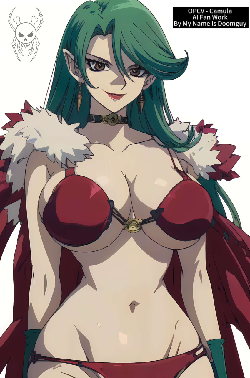 1girls ai_generated beast_pirates_(cosplay) bikini camula female female_only green_hair mynameisdoomguy one_piece red_bikini red_lipstick self_upload solo solo_female vampire yu-gi-oh! yu-gi-oh!_gx