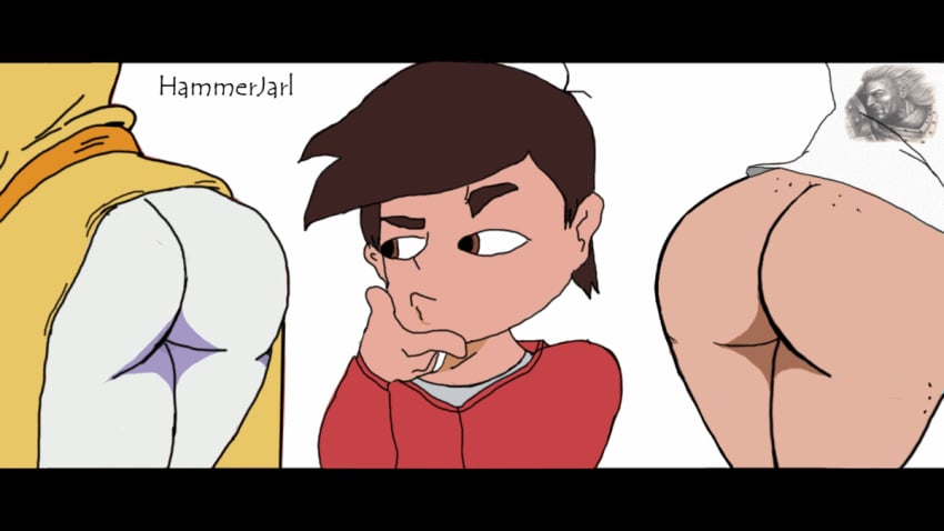 2girls 2girls1boy animated ass ass_focus big_ass bottomless clothed disney_xd doubt election exposed_ass female freckles_on_ass hammerjarl hekapoo jackie_lynn_thomas marco_diaz multiple_girls shaking_ass star_vs_the_forces_of_evil teasing topwear twerk twerking white_skin