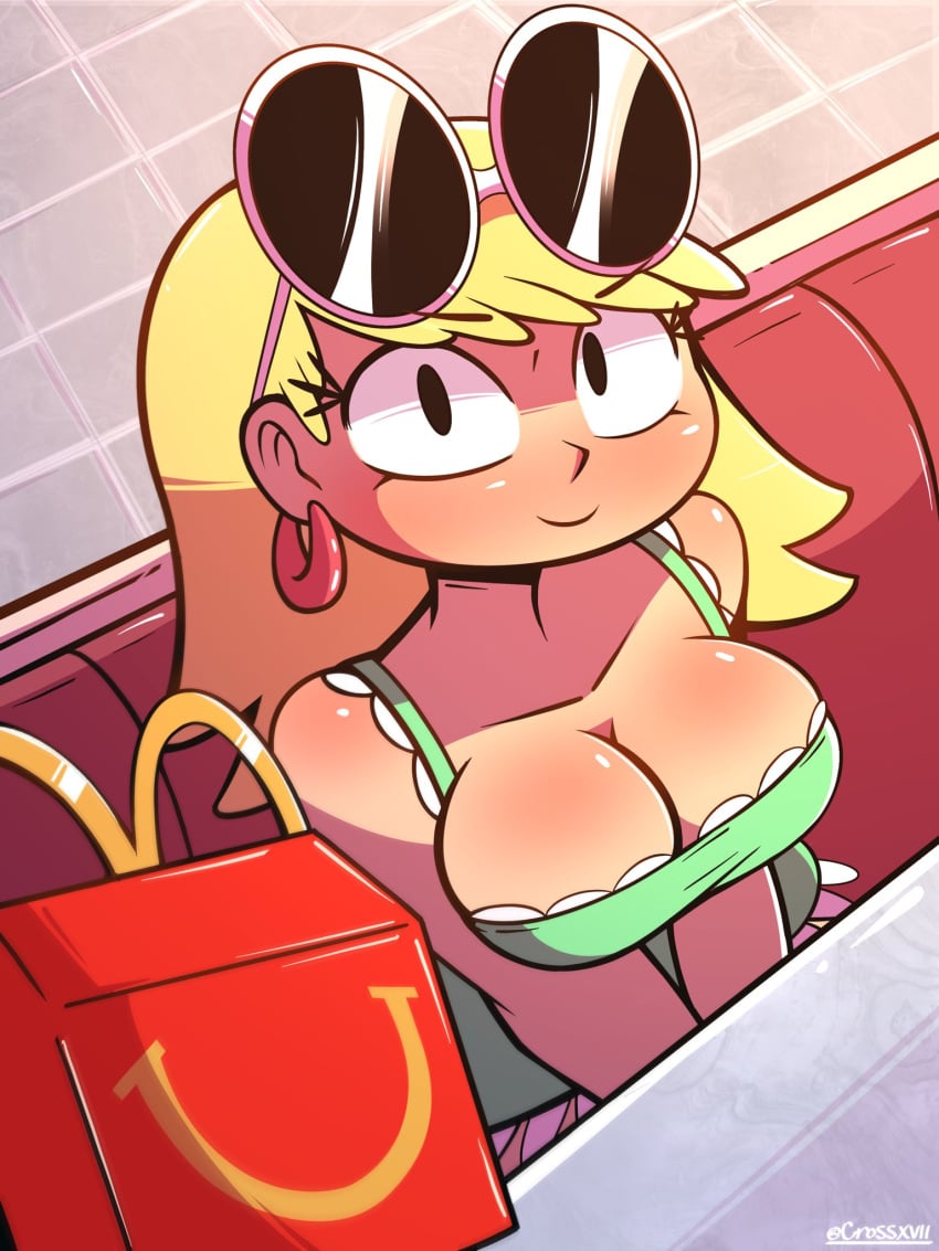 1girls big_breasts blonde_hair crossxvii earring eyewear_on_head female female_only glasses happy_meal leni_loud long_hair looking_at_viewer mcdonald's nickelodeon solo sunglasses sunglasses_on_head tagme teeth the_loud_house