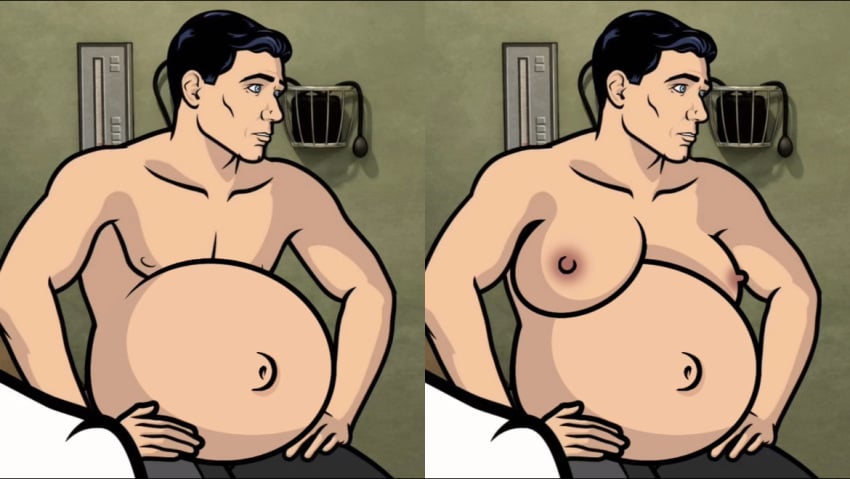 archer_(series) big_breasts large_breasts male_breasts male_pregnancy mpreg outie outie_belly_button outie_navel pregnant_belly pregnant_male sterling_archer thestarry900