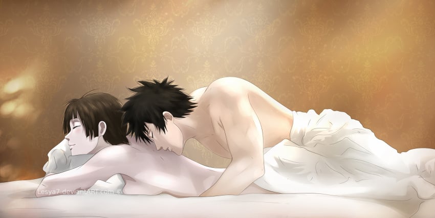 in_bed kogami_shinya lesya7 nude pale_skin psycho-pass straight tsunemori_akane