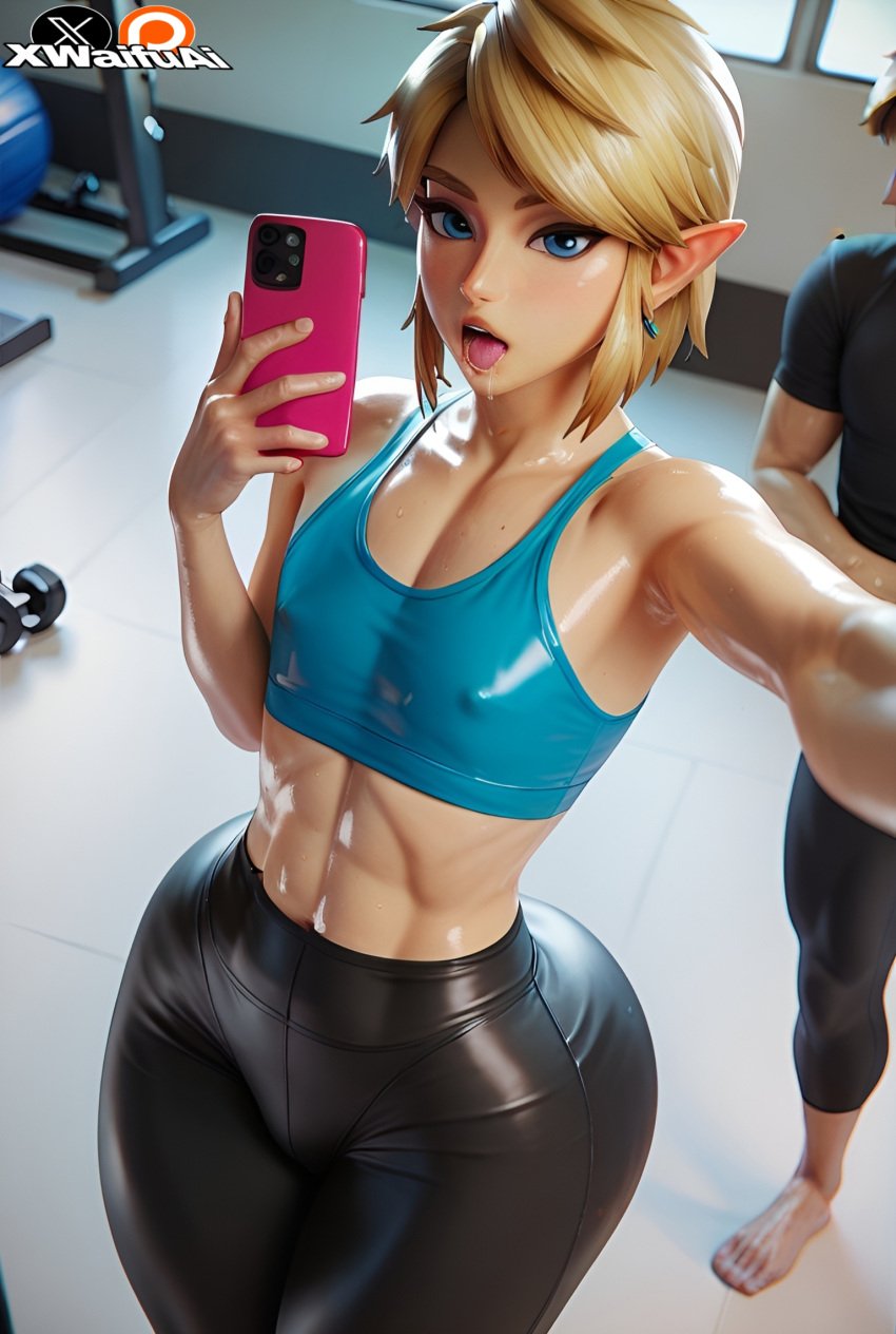 ai_generated enormous_ass femboy femboysub gym gym_clothes gym_clothing gym_uniform huge_ass leggings link link_(breath_of_the_wild) sissy the_legend_of_zelda yoga_pants