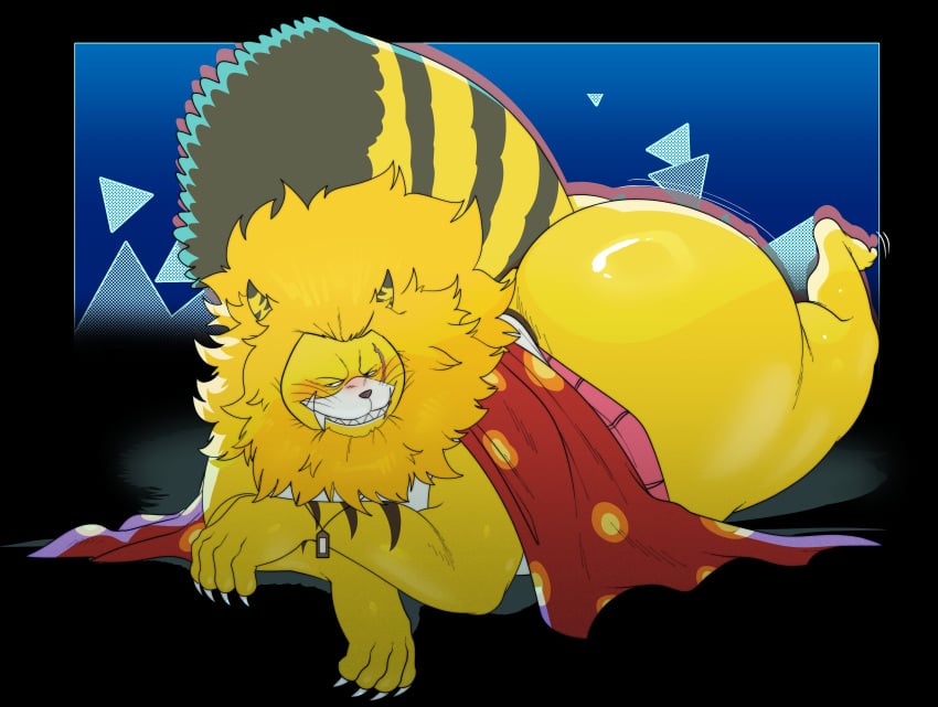 big_ass chubby chubby_male fat_butt feline furry male_only massive_ass minkmen_(one_piece) nekomamushi satsui-n0-had0u solo_male yellow_fur