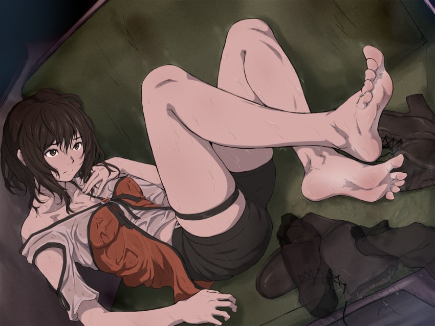 1girls barefoot cute fatal_frame feet female foot_fetish japanese_female kozukata_yuri maku_(l-u) soles swear toes