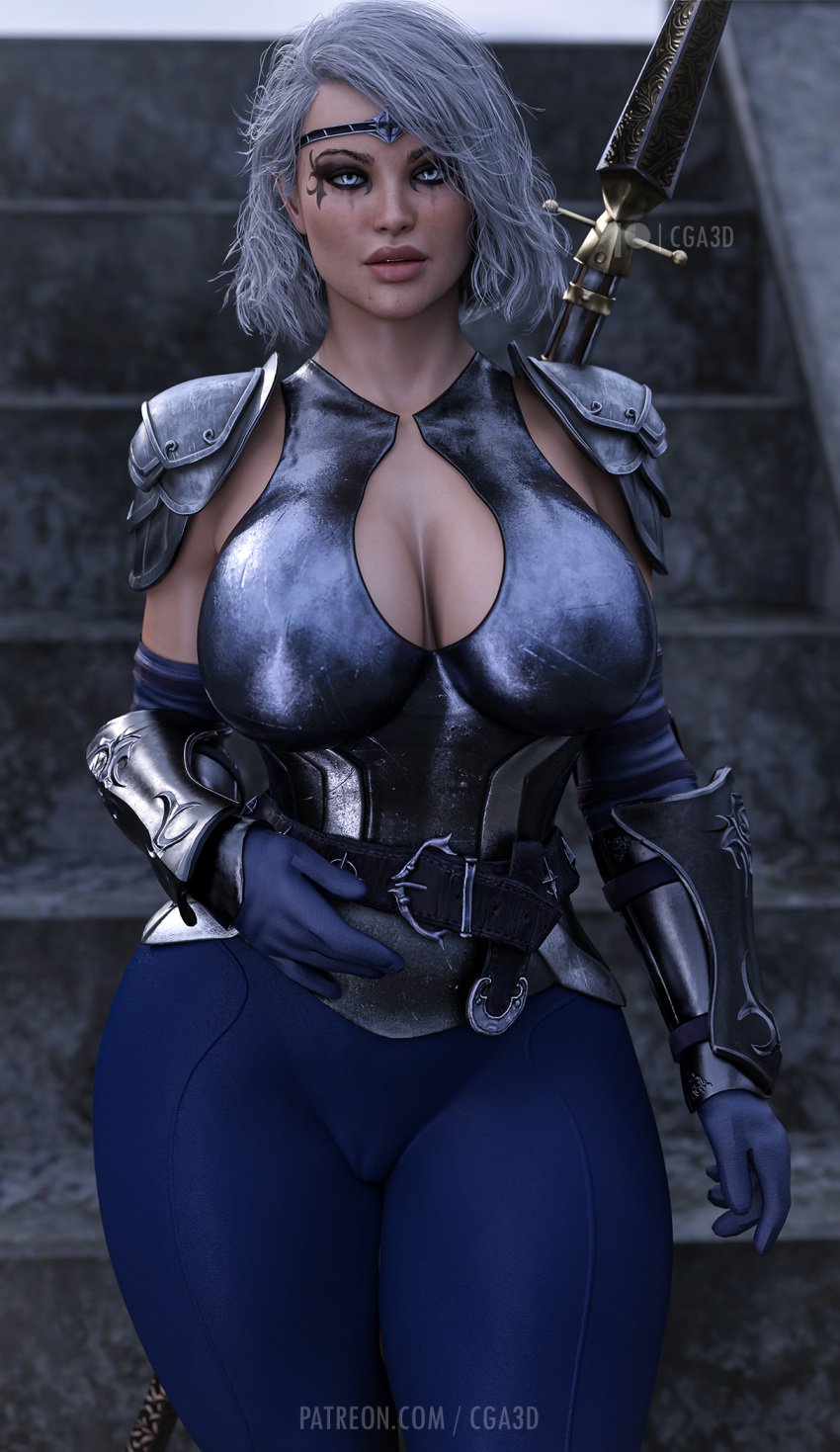 1girls 3d areolae ass baldur's_gate baldur's_gate_3 belt big_ass big_breasts bimbo bimbo_body bimbo_lip bimbo_lips blue_eyes bracelet breasts bubble_ass bubble_butt busty cga3d curvaceous curvy curvy_body curvy_female curvy_figure erotichris female female_focus female_only holster hourglass_figure isobel_(baldur's_gate) long_hair navel necklace pointy_ears ponytail pose posing shiny_skin short_hair solo standing thick_thighs voluptuous voluptuous_female white_hair wide_hips