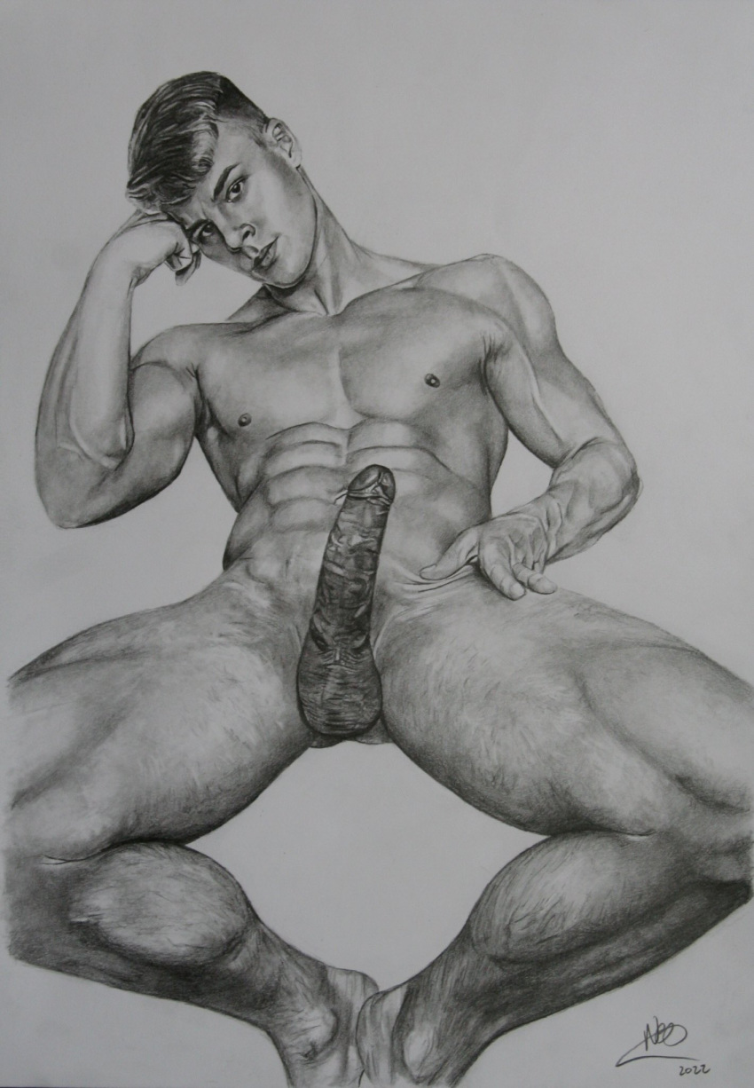 1boy biceps black_and_white boner caucasian caucasian_male erect_penis erection hard_on instagram_model looking_at_viewer male male_nude_neil male_only muscles muscular muscular_male onlyfans_model peachy_boy real_person sketch solo solo_male veiny_penis