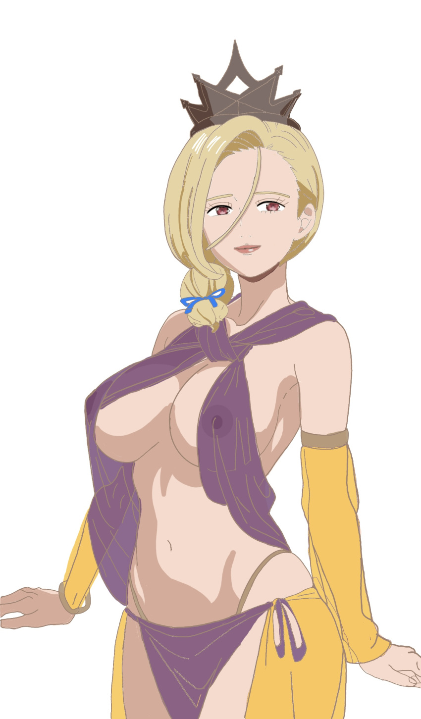 blonde_hair crown darkgus898374 gelda looking_at_viewer nanatsu_no_taizai nipples_visible_through_clothing tagme