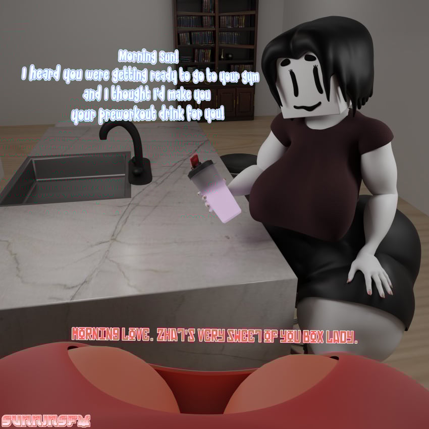 3d big_breasts boxcera_(sunninsfw) breasts continuation dialogue female fit fit_to_fat implied_weight_gain pov sequence sunninsfw sunny_(sunninsfw) voluptuous voluptuous_female