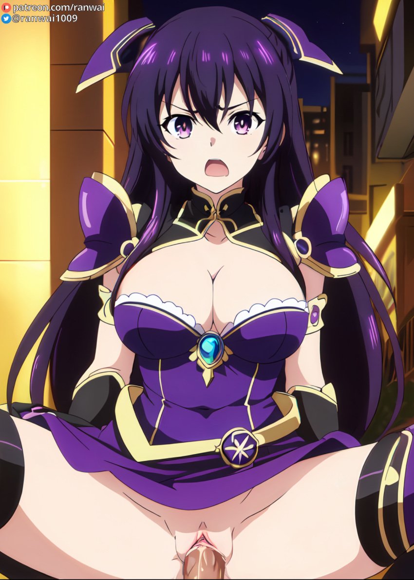 ai_generated anime bondage cowgirl_position date_a_live large_breasts purple_eyes purple_hair ranwai sex stable_diffusion vaginal_penetration vaginal_sex yatogami_tohka