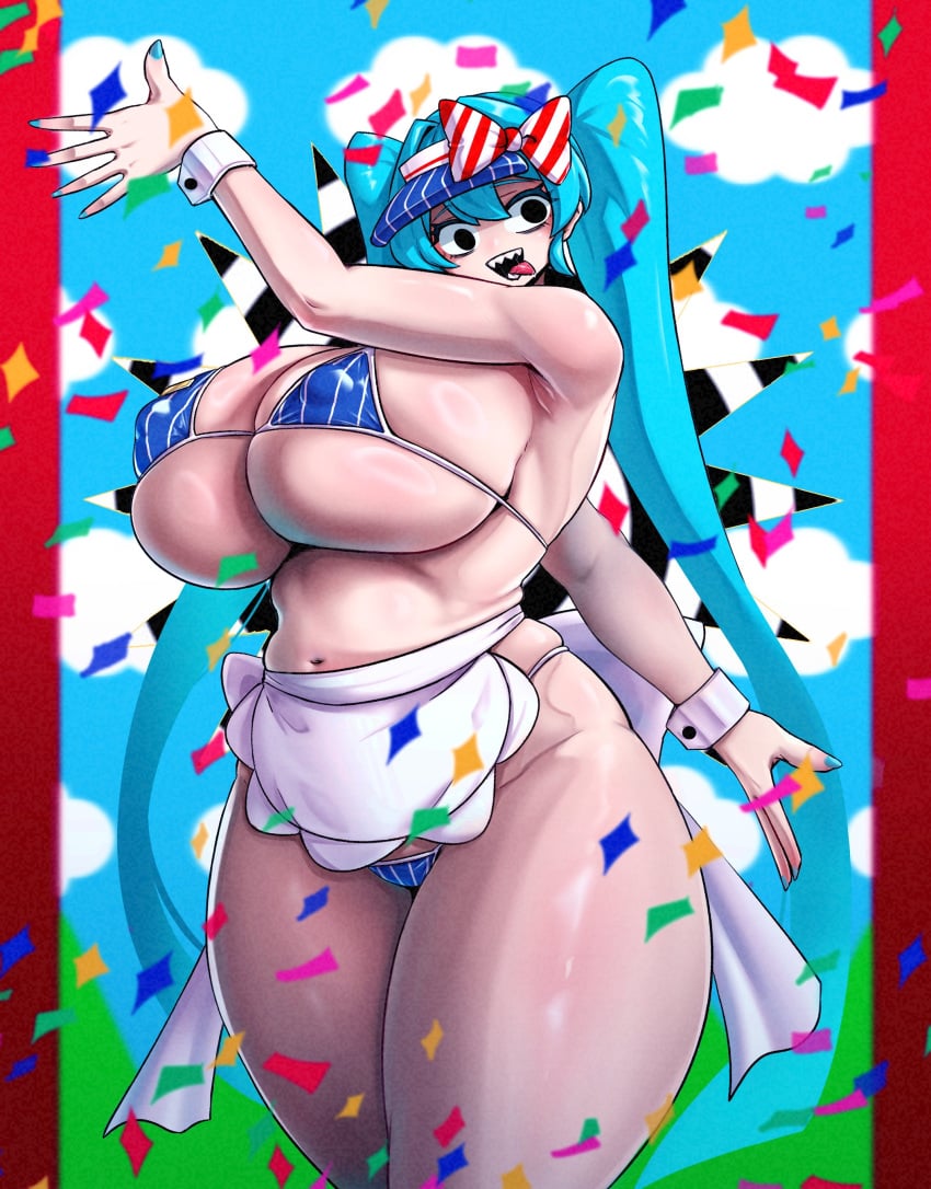 1girls alternate_breast_size big_breasts bikini blue_hair breasts busty curvaceous curvy curvy_body curvy_female curvy_figure exabyte female hatsune_miku huge_breasts large_breasts mesmerizer_(vocaloid) mv_character parallax05 thick_thighs thighs twintails vocaloid voluptuous